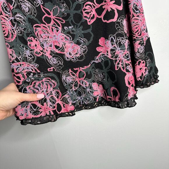 NWT Bundle of Joy Women's Vintage Black and Pink Floral‎ A-Line Skirt Size M - Picture 5 of 7